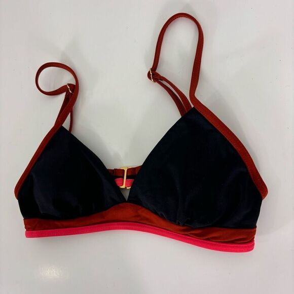 L*Space Black with Dark Red & Pink Outline Bikini Swimsuit Top - Picture 4 of 5